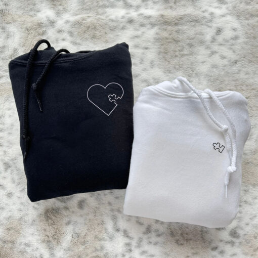Custom Embroidered Boyfriend and Girlfriend Matching Hoodies for Couples, Personalized Couple Sweatshirt, Couple Embroidered Sweatshirt, Valentine's Day Gifts Idea For Him Her - Image 2