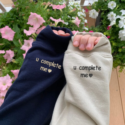 Custom Embroidered Boyfriend and Girlfriend Matching Hoodies for Couples, Personalized Couple Sweatshirt, Couple Embroidered Sweatshirt, Valentine's Day Gifts Idea For Him Her - Image 3