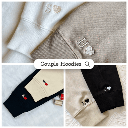 Embroidered His Bonnie Her Clyde Hoodies or Sweatshirts with Roman Numerals, Personalized Couple Sweatshirt, Couple Embroidered Sweatshirt, Valentine's Day Gifts Idea For Him Her - Image 4