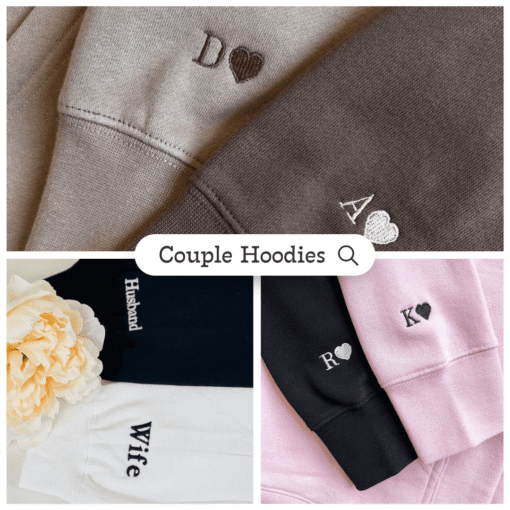 Embroidered His Bonnie Her Clyde Hoodies or Sweatshirts with Roman Numerals, Personalized Couple Sweatshirt, Couple Embroidered Sweatshirt, Valentine's Day Gifts Idea For Him Her - Image 5