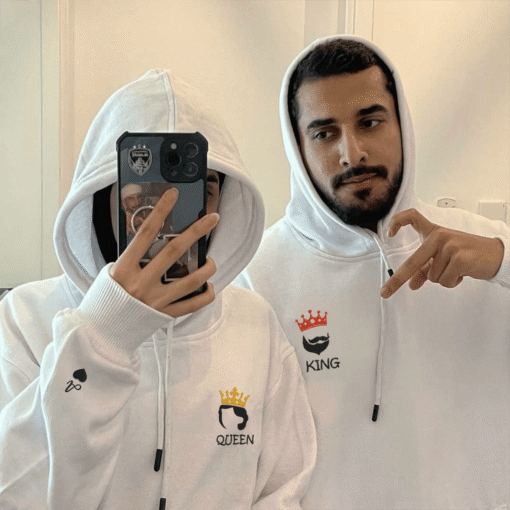 King And Queen Hoodie, Matching Relationship Embroidered Hoodies, Personalized Couple Sweatshirt, Couple Embroidered Sweatshirt, Valentine's Day Gifts Idea For Him Her - Image 7