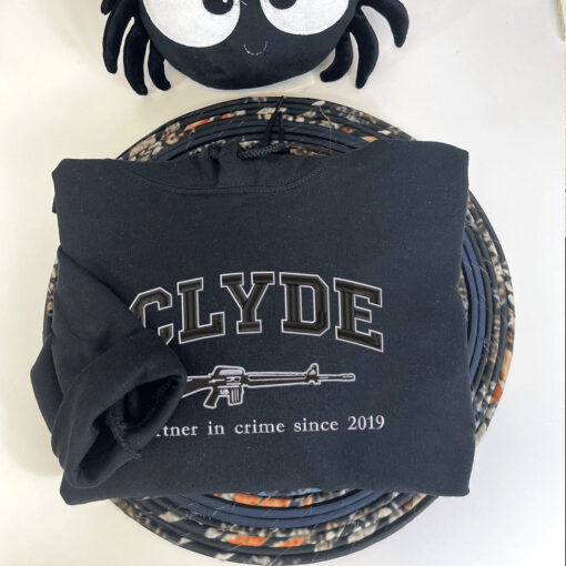 Embroidered Bonnie and Clyde Hoodies or Sweatshirts, Personalized Couple Sweatshirt, Couple Embroidered Sweatshirt, Valentine's Day Gifts Idea For Him Her - Image 2