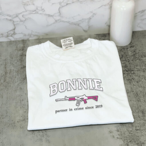 Embroidered Bonnie and Clyde Hoodies or Sweatshirts, Personalized Couple Sweatshirt, Couple Embroidered Sweatshirt, Valentine's Day Gifts Idea For Him Her - Image 3